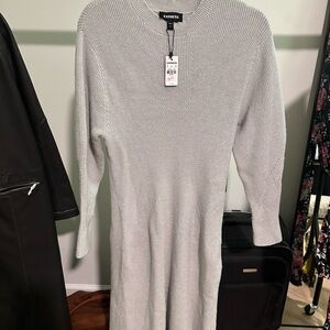 Express Light Gray Long Sleeve Dress